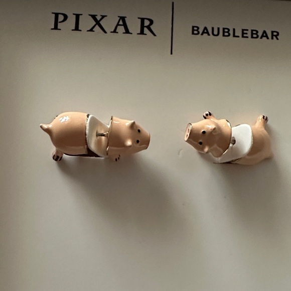 BaubleBar Pig Earrings in Tan and White - Picture 1 of 7